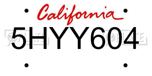 5HYY604 California License Plate