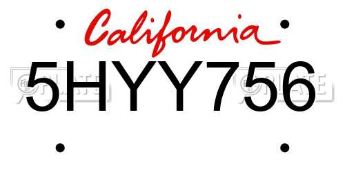 5HYY756 California License Plate