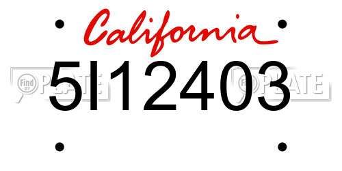 5I12403 California License Plate