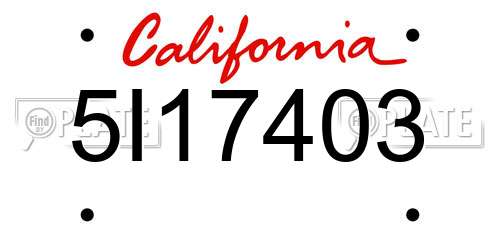 5I17403 California License Plate