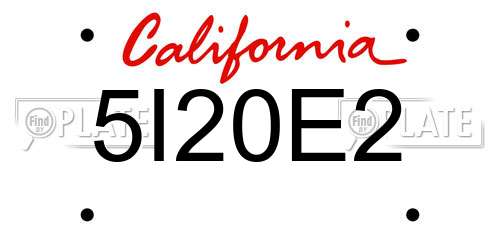 5I20E2 California License Plate