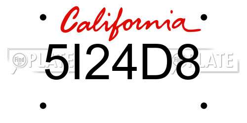 5I24D8 California License Plate