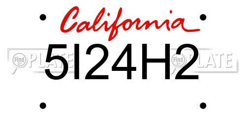 5I24H2 California License Plate