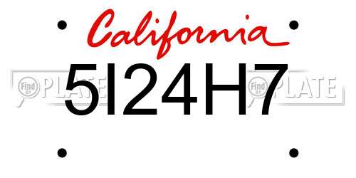 5I24H7 California License Plate