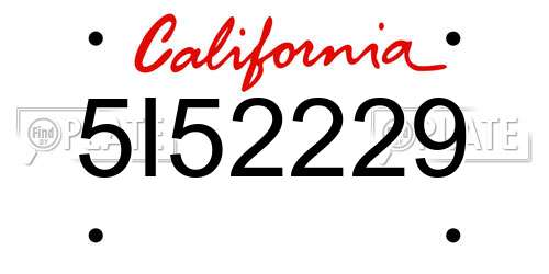 5I52229 California License Plate