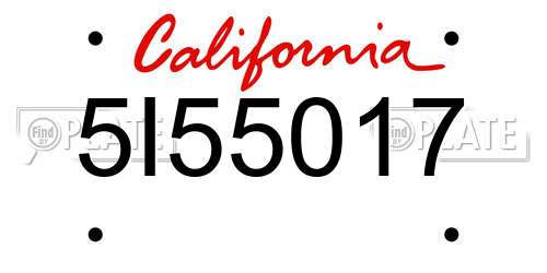 5I55017 California License Plate