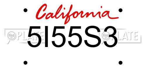 5I55S3 California License Plate