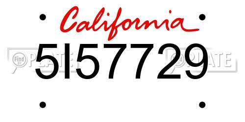 5I57729 California License Plate
