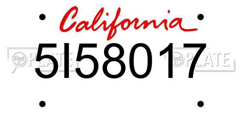 5I58017 California License Plate