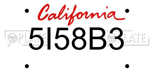 5I58B3 California License Plate