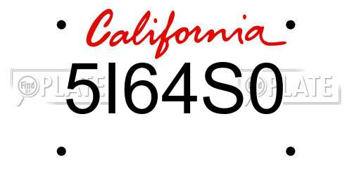 5I64S0 California License Plate