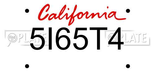 5I65T4 California License Plate