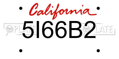 5I66B2 California License Plate