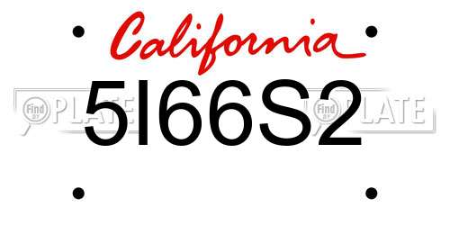 5I66S2 California License Plate