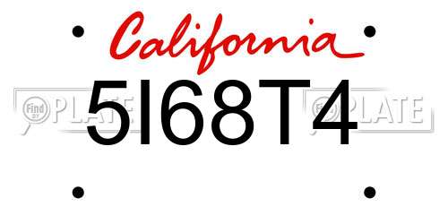 5I68T4 California License Plate