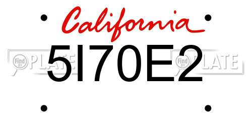 5I70E2 California License Plate