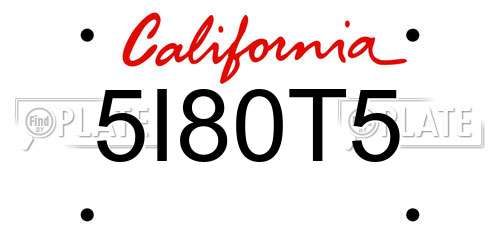5I80T5 California License Plate