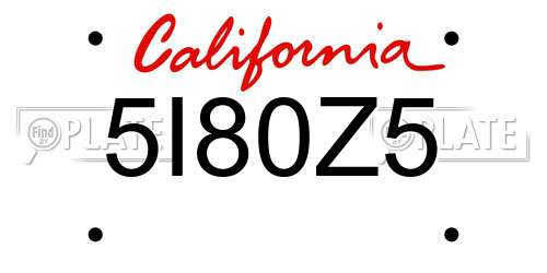 5I80Z5 California License Plate