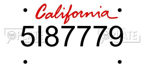 5I87779 California License Plate