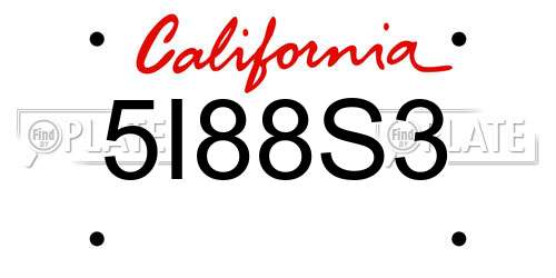 5I88S3 California License Plate