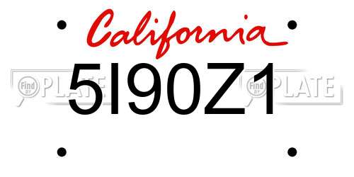 5I90Z1 California License Plate