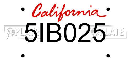 5IB025 California License Plate
