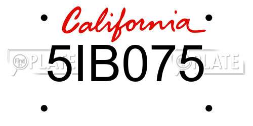 5IB075 California License Plate