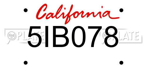 5IB078 California License Plate