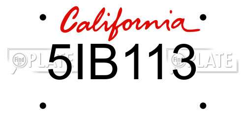 5IB113 California License Plate
