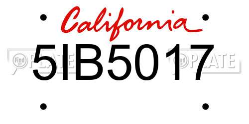 5IB5017 California License Plate