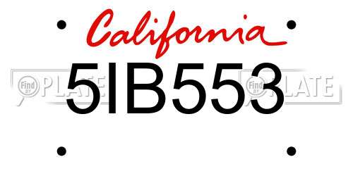 5IB553 California License Plate