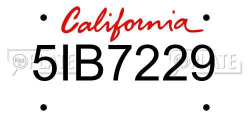 5IB7229 California License Plate