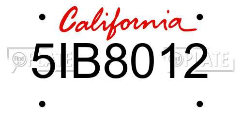 5IB8012 California License Plate