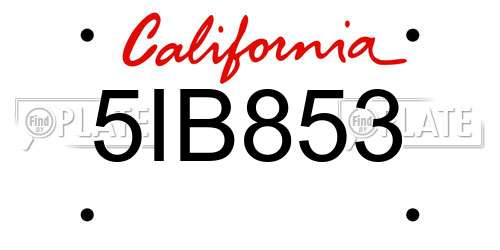 5IB853 California License Plate