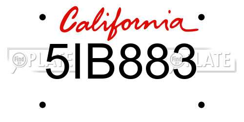 5IB883 California License Plate