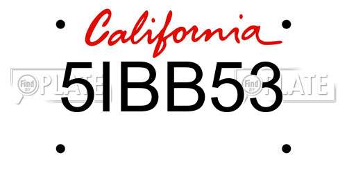 5IBB53 California License Plate