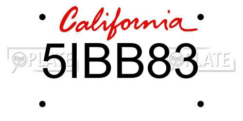 5IBB83 California License Plate
