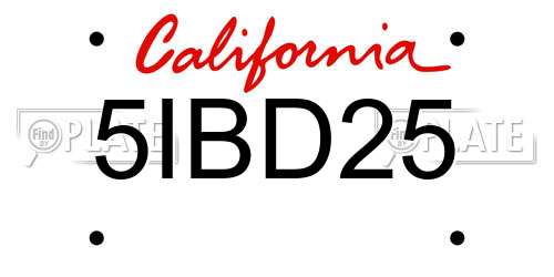 5IBD25 California License Plate