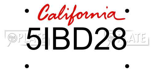 5IBD28 California License Plate