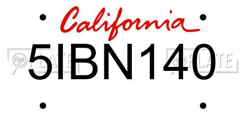 5IBN140 California License Plate
