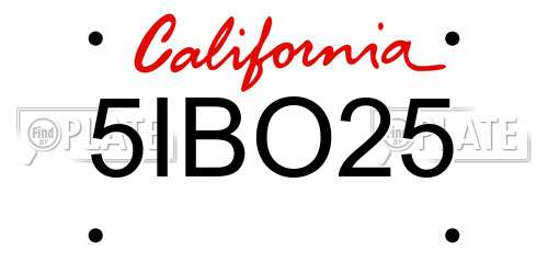 5IBO25 California License Plate