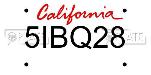 5IBQ28 California License Plate