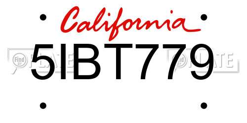 5IBT779 California License Plate