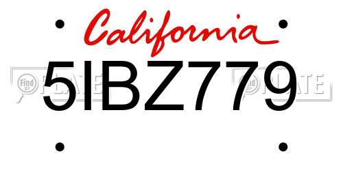 5IBZ779 California License Plate