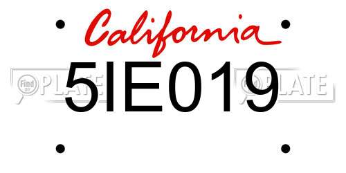 5IE019 California License Plate
