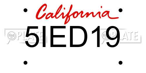 5IED19 California License Plate