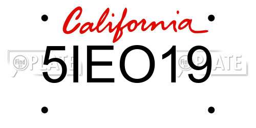 5IEO19 California License Plate