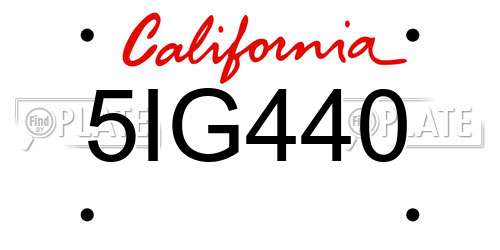 5IG440 California License Plate
