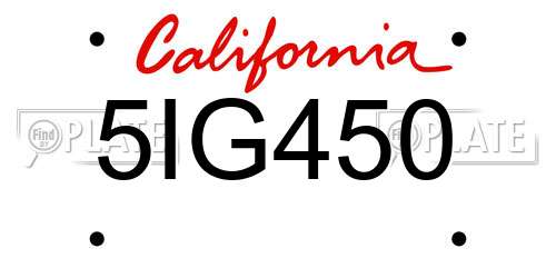 5IG450 California License Plate