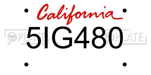 5IG480 California License Plate